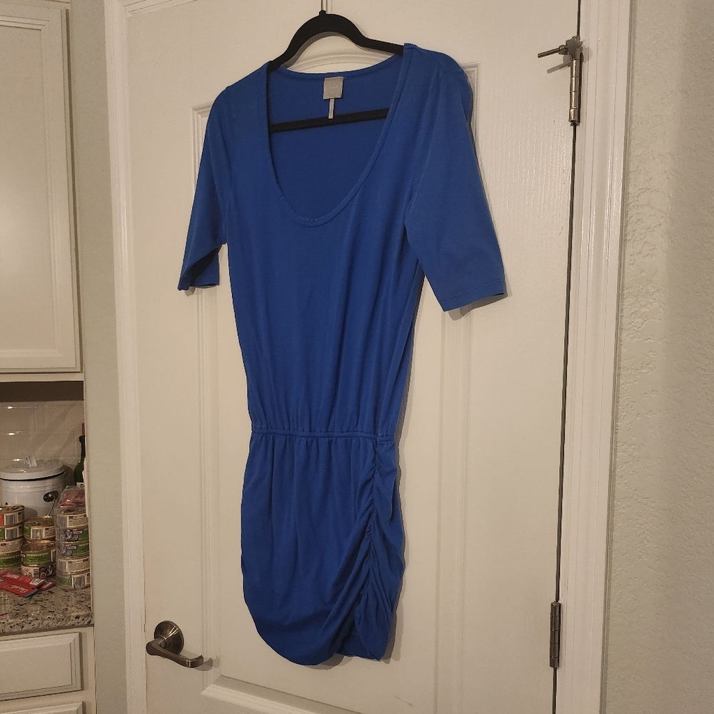 Bobi Scoop Neck Rutched Mini Dress Size Small